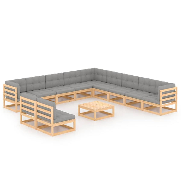 vidaXL 12-Piece Garden Lounge Set with Cushions Solid Pine Wood