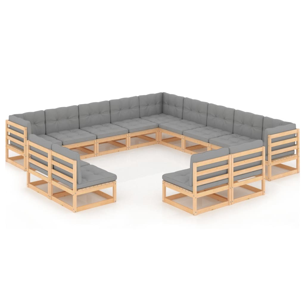 vidaXL 13-Piece Garden Lounge Set with Cushions Solid Pine Wood