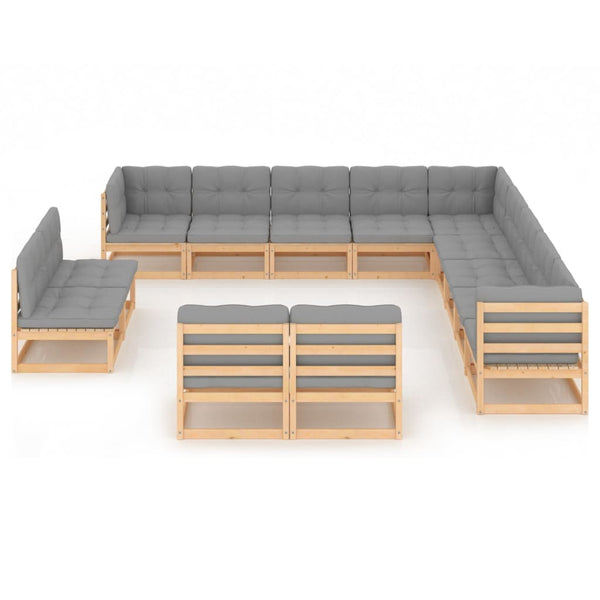 vidaXL 13-Piece Garden Lounge Set with Cushions Solid Pine Wood
