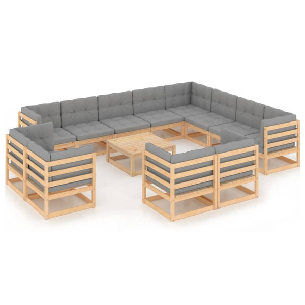 vidaXL 13-Piece Garden Lounge Set with Cushions Solid Pine Wood