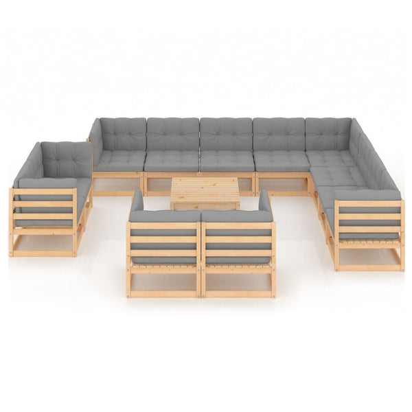 vidaXL 13-Piece Garden Lounge Set with Cushions Solid Pine Wood