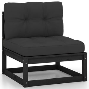 vidaXL 13-Piece Garden Lounge Set with Cushions Black Solid Pine Wood