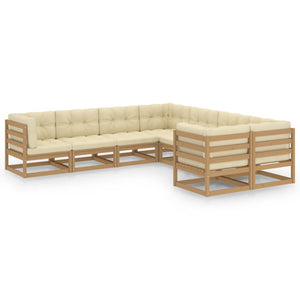 vidaXL 8-Piece Garden Lounge Set with Cushions Honey Brown Solid Pine Wood