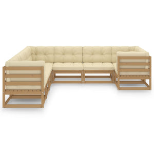 vidaXL 8-Piece Garden Lounge Set with Cushions Honey Brown Solid Pine Wood