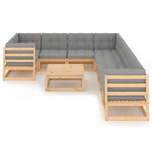 vidaXL 10-piece Garden Lounge Set with Cushions Solid Pine Wood