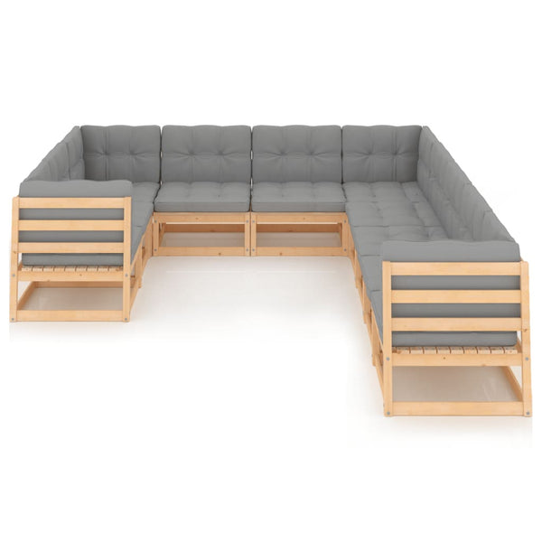 vidaXL 10-piece Garden Lounge Set with Cushions Solid Pine Wood