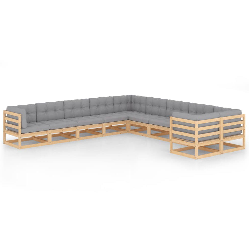 vidaXL 10-piece Garden Lounge Set with Cushions Solid Pine Wood