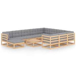 vidaXL 12-Piece Garden Lounge Set with Cushions Solid Pine Wood