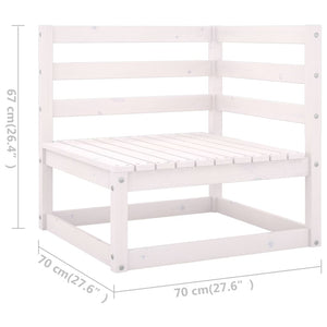 9-tlg. Garten-Lounge-Set mit Kissen Weiß Massivholz Kiefer