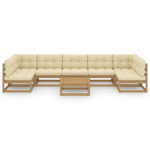 8-tlg Garten-Lounge-Set mit Kissen Honigbraun Massivholz Kiefer