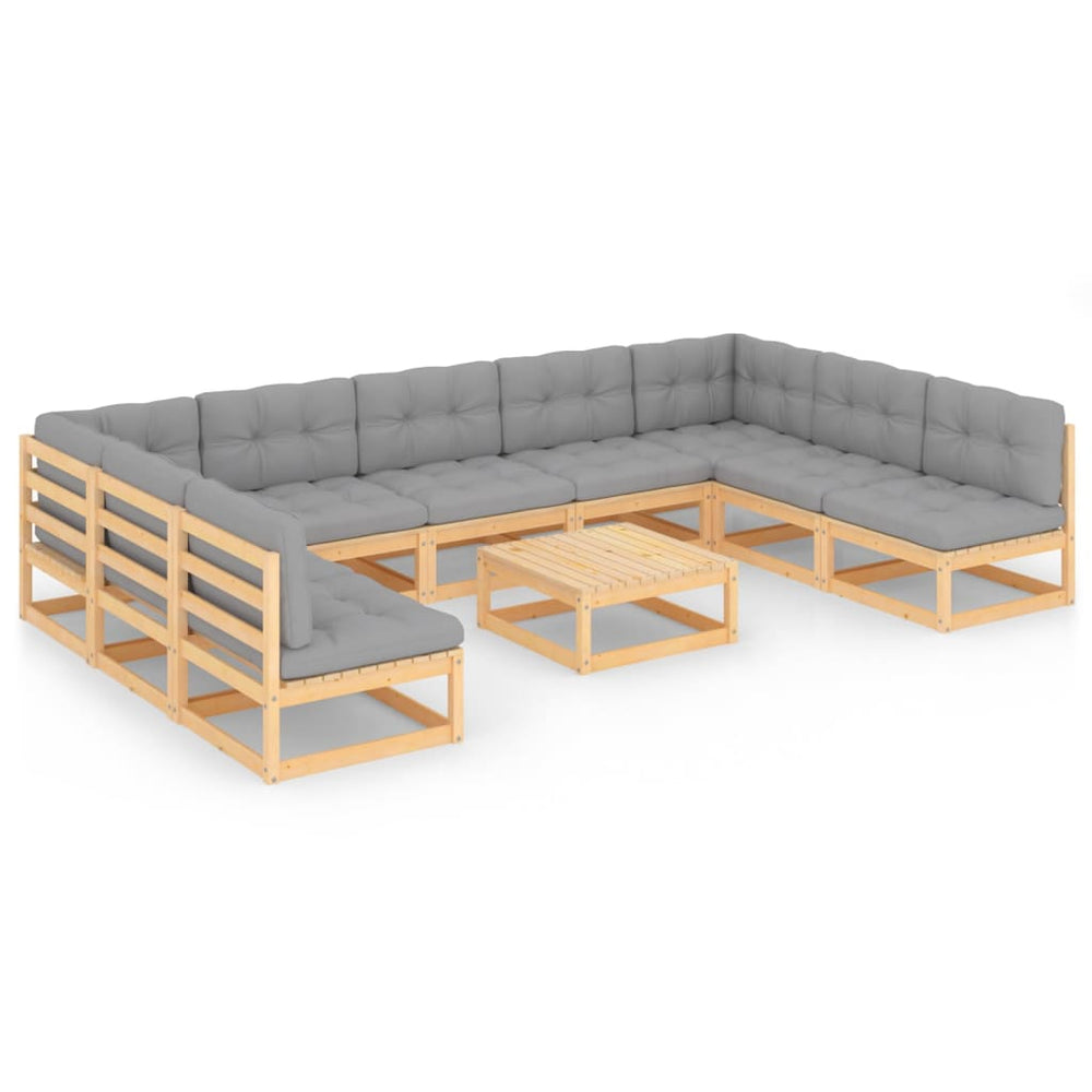 vidaXL 10-piece Garden Lounge Set with Cushions Solid Pine Wood