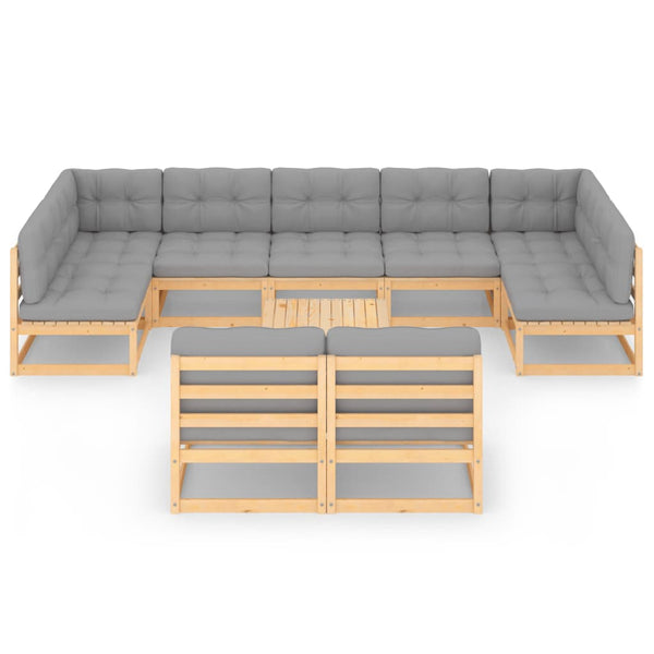 vidaXL 10-piece Garden Lounge Set with Cushions Solid Pine Wood