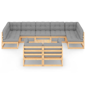 vidaXL 10-piece Garden Lounge Set with Cushions Solid Pine Wood
