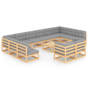 vidaXL 13-Piece Garden Lounge Set with Cushions Solid Pine Wood
