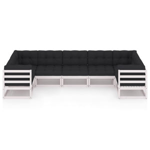 vidaXL 7-Piece Garden Lounge Set with Cushions White Solid Pinewood