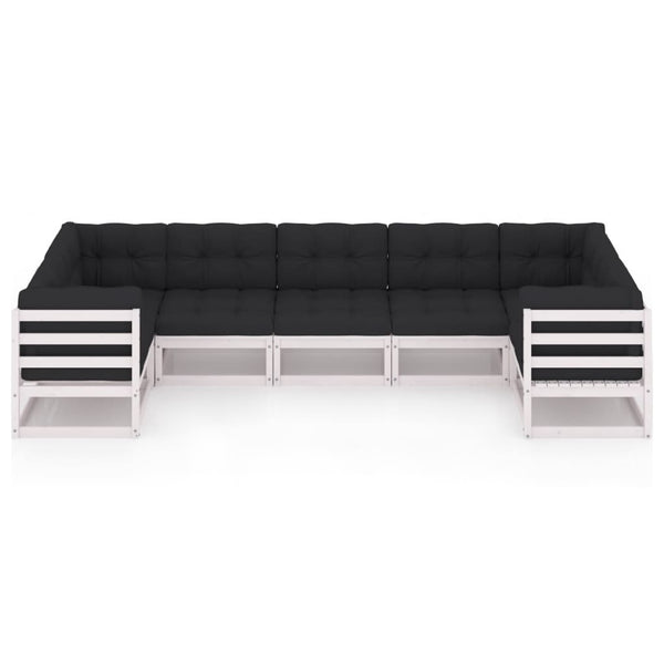 vidaXL 7-Piece Garden Lounge Set with Cushions White Solid Pinewood