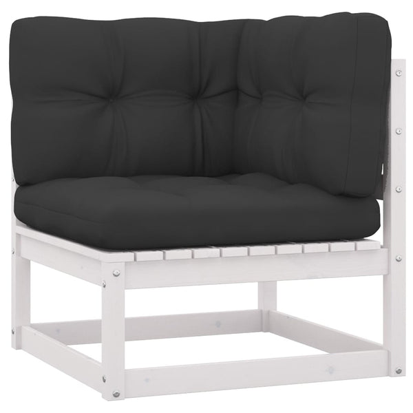 vidaXL 7-Piece Garden Lounge Set with Cushions White Solid Pinewood