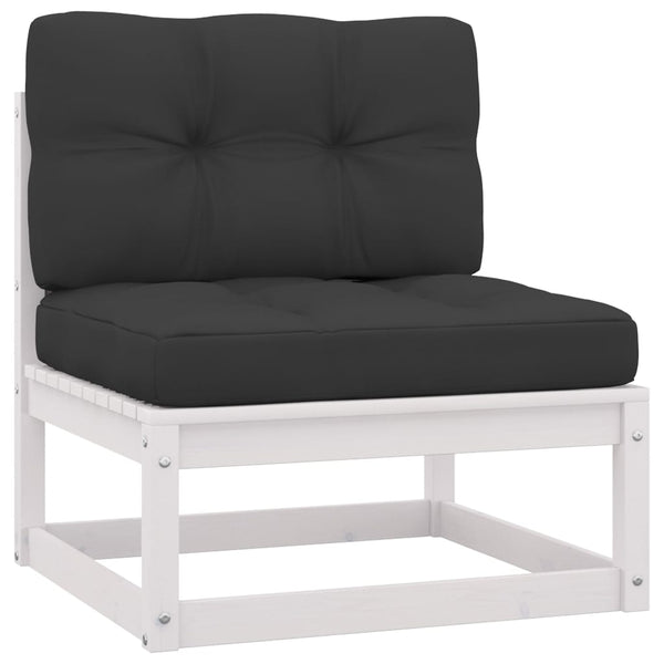 vidaXL 7-Piece Garden Lounge Set with Cushions White Solid Pinewood