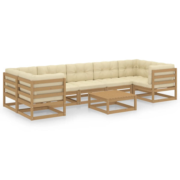 vidaXL 8-Piece Garden Lounge Set with Cushions Honey Brown Solid Pine Wood
