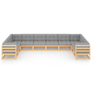 vidaXL 10-piece Garden Lounge Set with Cushions Solid Pine Wood