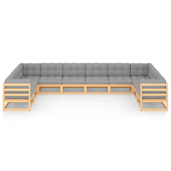 vidaXL 10-piece Garden Lounge Set with Cushions Solid Pine Wood