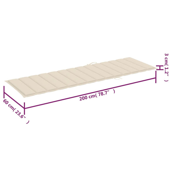 vidaXL Sun Loungers 2 pcs. with Table and Cushions Solid Acacia Wood