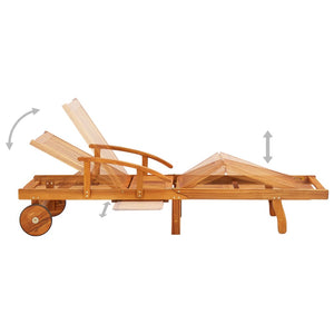 vidaXL Sun Loungers 2 pcs. with Table and Cushions Solid Acacia Wood