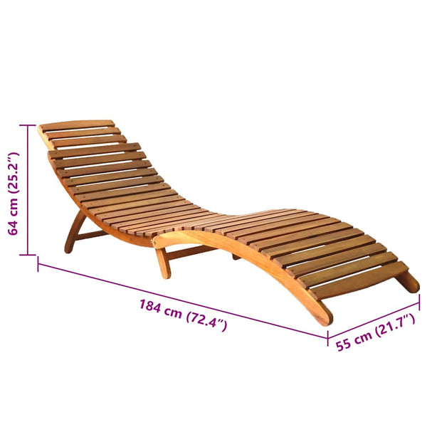 vidaXL Sun Loungers 2 pcs. with Table and Cushions Solid Acacia Wood