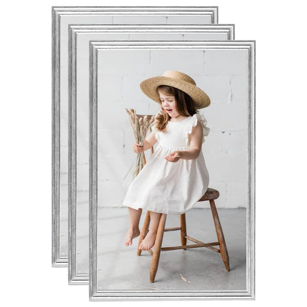 vidaXL Photo Frame Collage 3 pcs. for Table Silver 10x15 cm MDF
