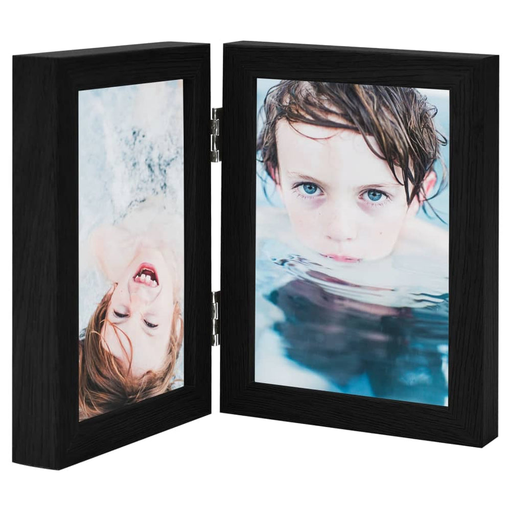 vidaXL Double Photo Frame Collage Black 2x(13x18 cm)
