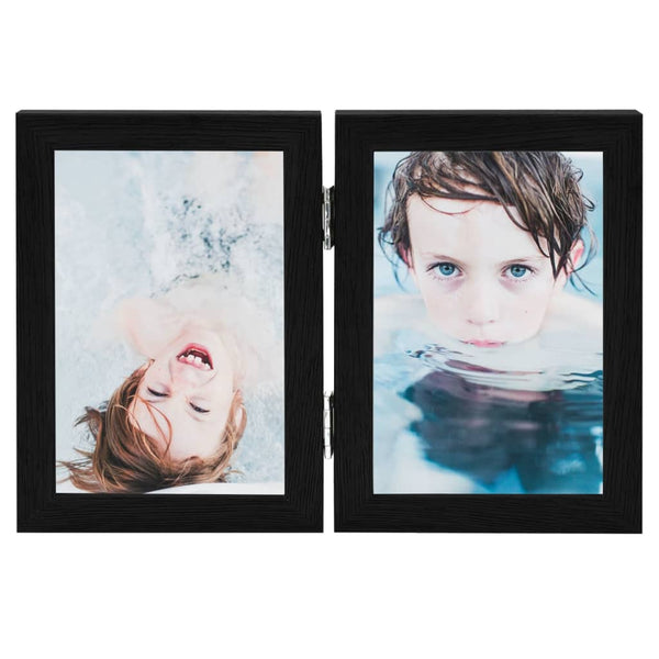 vidaXL Double Photo Frame Collage Black 2x(13x18 cm)