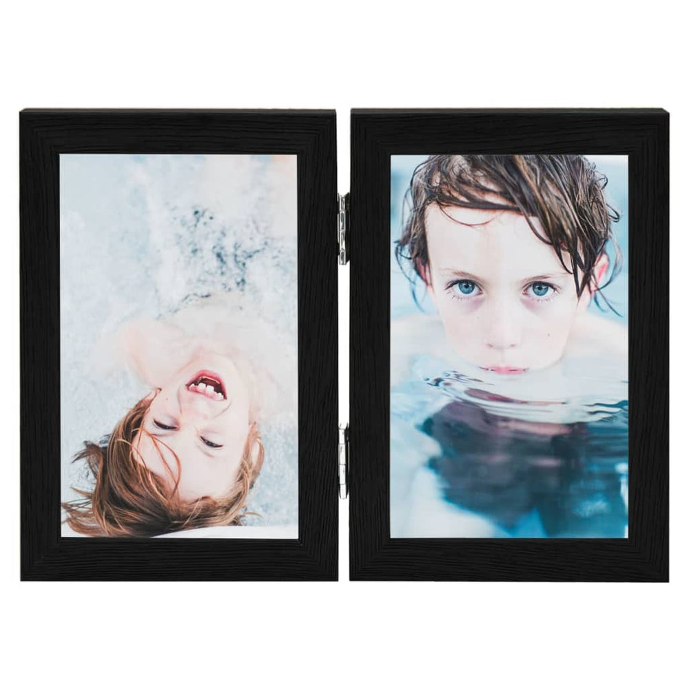vidaXL Double Picture Frame Collage Black 2x(21x29.7 cm)