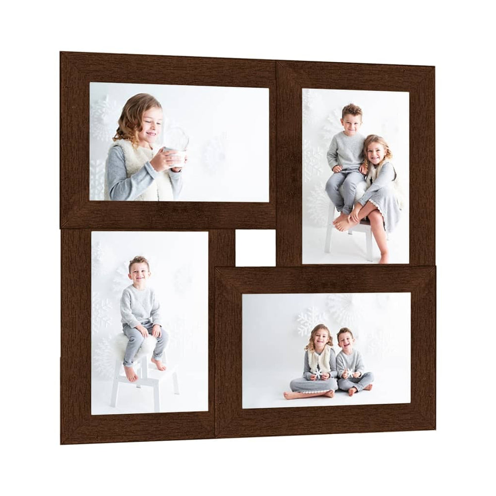vidaXL Collage Photo Frame for 4 (13x18 cm) Photos Dark Brown MDF