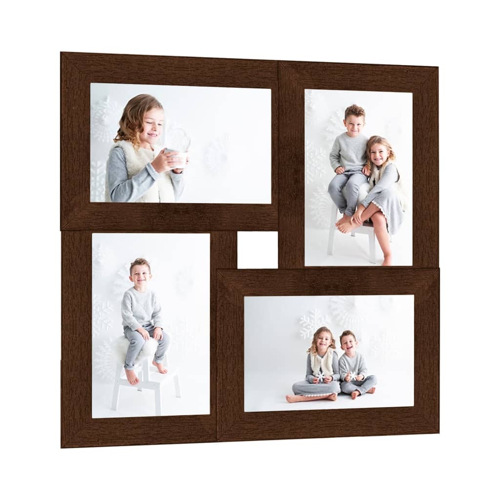 vidaXL Collage Photo Frame for 4 (13x18 cm) Photos Dark Brown MDF