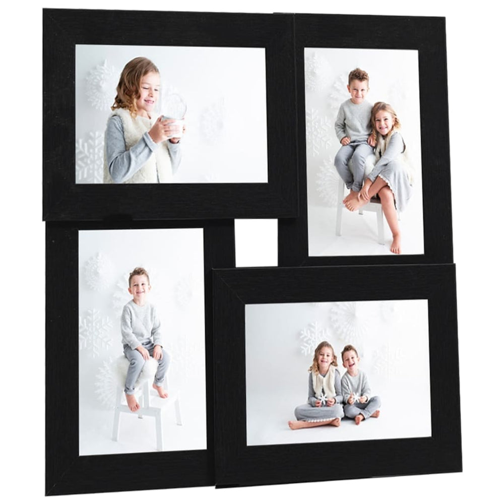 vidaXL Collage Photo Frame for 4x(10x15 cm) Photos Black MDF