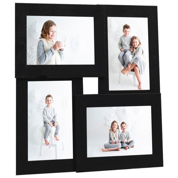 vidaXL Collage Photo Frame for 4x(10x15 cm) Photos Black MDF