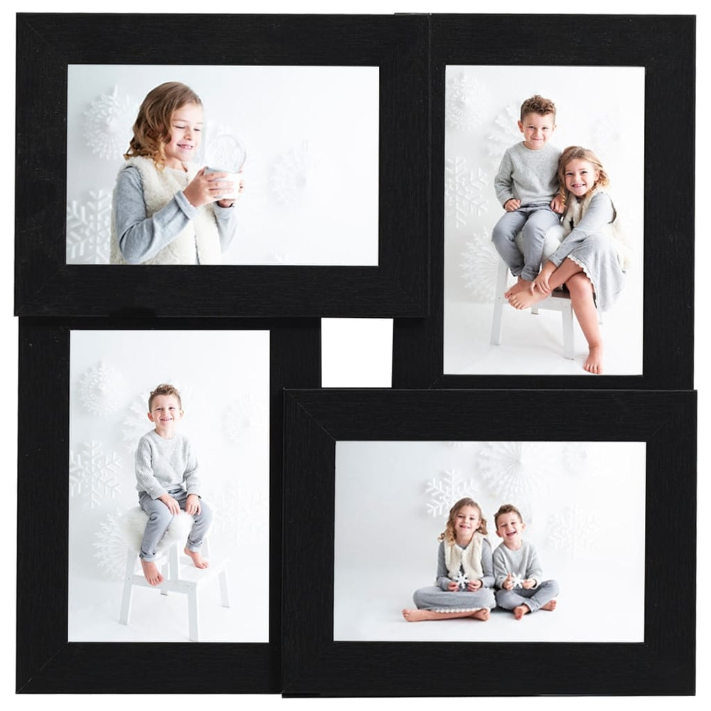 vidaXL Collage Photo Frame for 4x(10x15 cm) Photos Black MDF