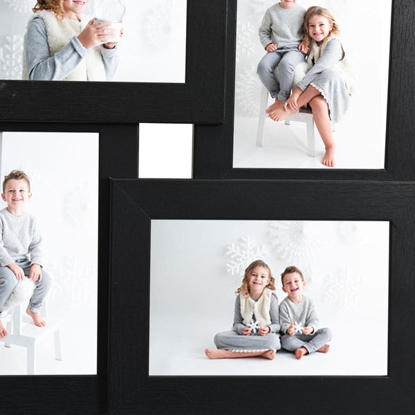 vidaXL Collage Photo Frame for 4x(10x15 cm) Photos Black MDF