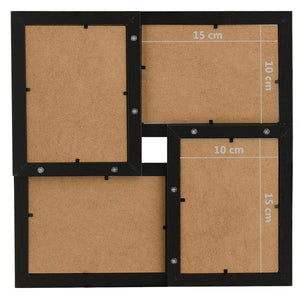 vidaXL Collage Photo Frame for 4x(10x15 cm) Photos Black MDF