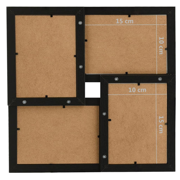 vidaXL Collage Photo Frame for 4x(10x15 cm) Photos Black MDF