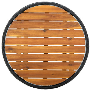 vidaXL Side Table Black 60 cm Poly Rattan and Solid Acacia Wood