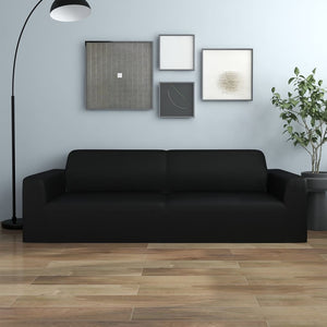 vidaXL Stretch Sofa Cover 3-Seater Black Polyester Jersey