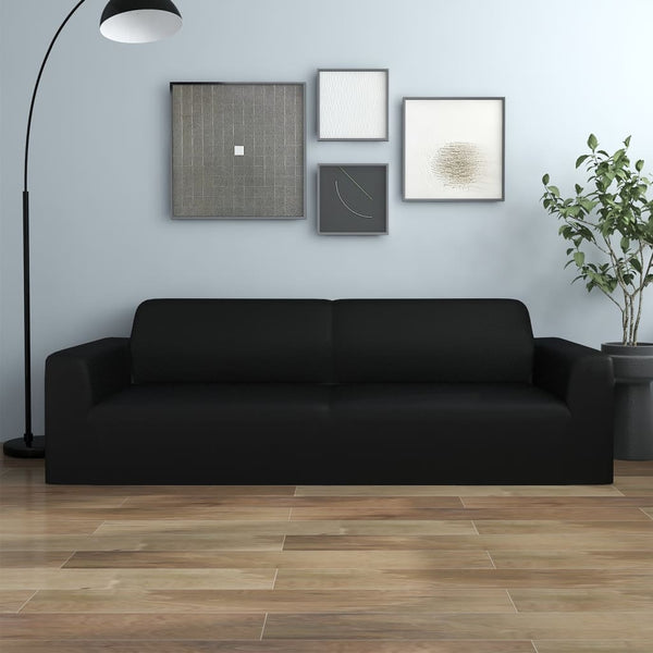vidaXL Stretch Sofa Cover 3-Seater Black Polyester Jersey