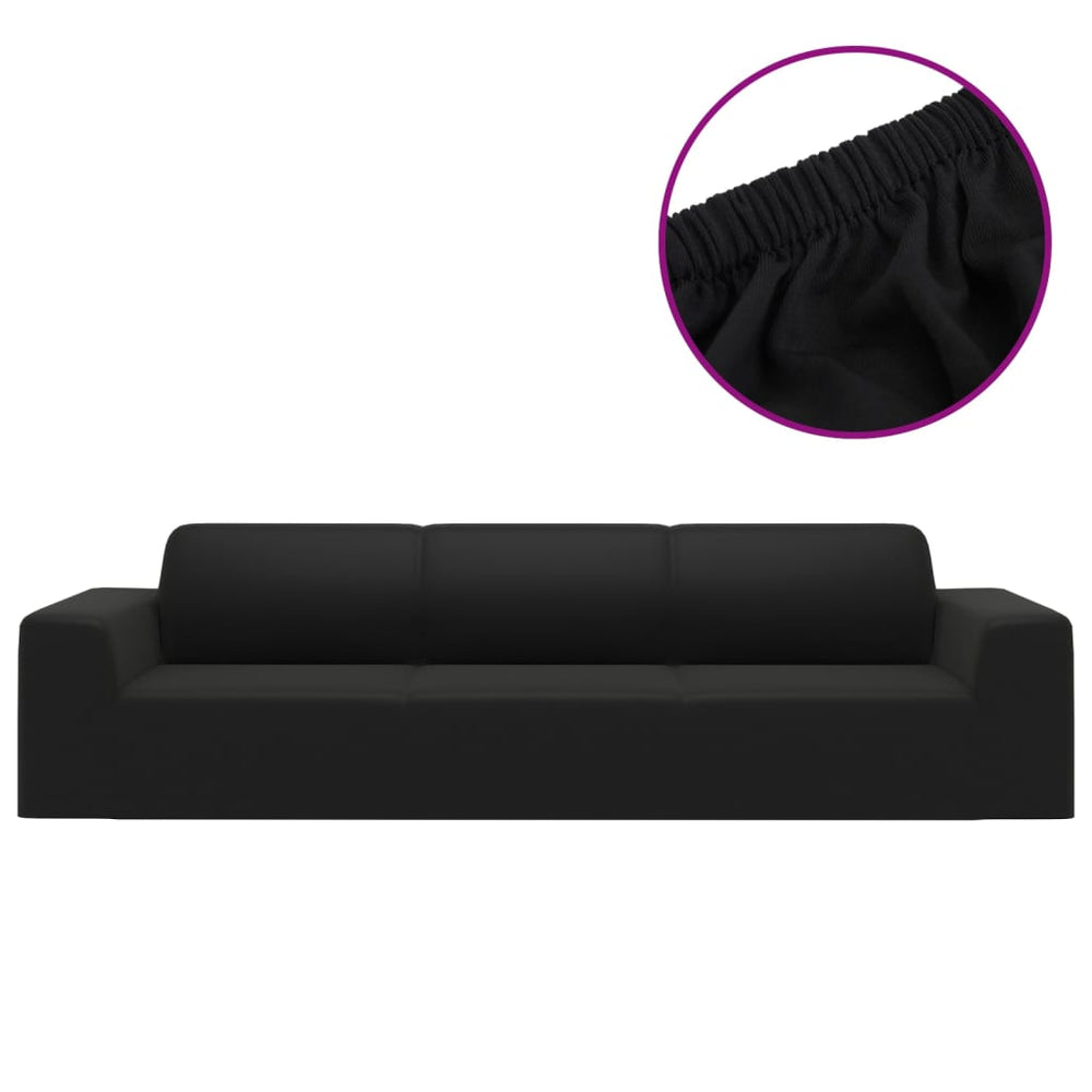 vidaXL Stretch Sofa Cover 4-Seater Black Polyester Jersey