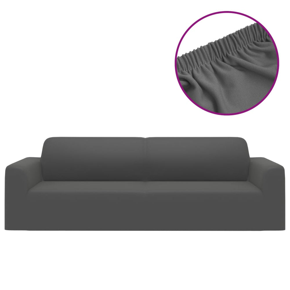 vidaXL Stretch Sofa Slipcover 3-Seater Anthracite Polyester Jersey