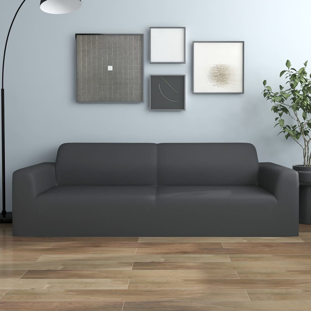 vidaXL Stretch Sofa Slipcover 3-Seater Anthracite Polyester Jersey