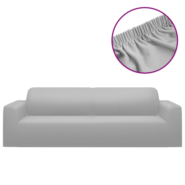 vidaXL Stretch Sofa Cover 3-Seater Grey Polyester Jersey
