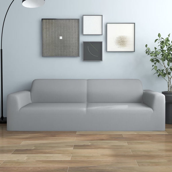 vidaXL Stretch Sofa Cover 3-Seater Grey Polyester Jersey