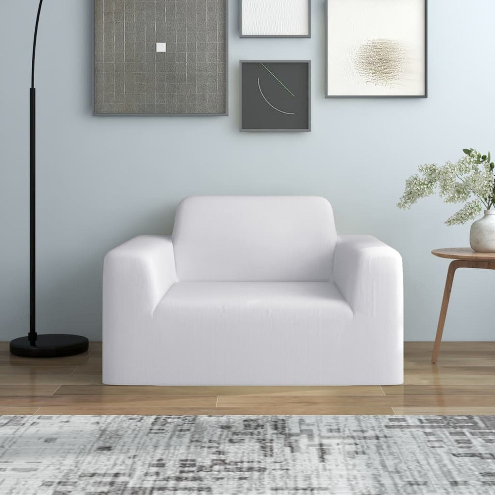 vidaXL Stretch Sofa Cover White Polyester Jersey