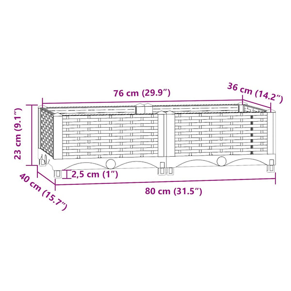 vidaXL Raised Garden Bed 80x40x23 cm Polypropylene